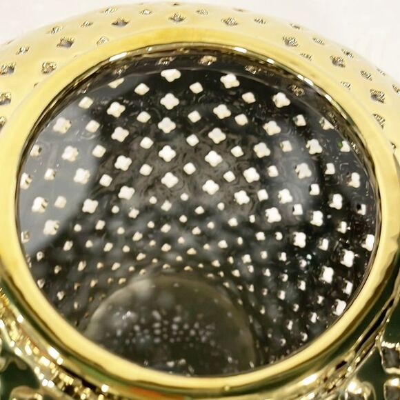 Artline‎ Gold Tone Lattice Ginger Jar Traditional Pierced Medium Size - Picture 3 of 7